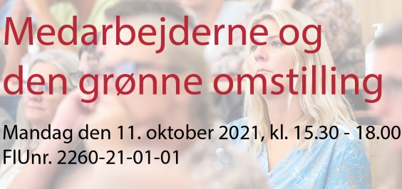 Nedtonet baggrund med personer og teksten Medarbejderne og den grønne omstiling